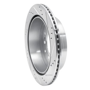 Lexus GX460 Brake Rotor (1) - Rear Left - R1 Concepts - Drilled & Slotted - Silver - `10-`24